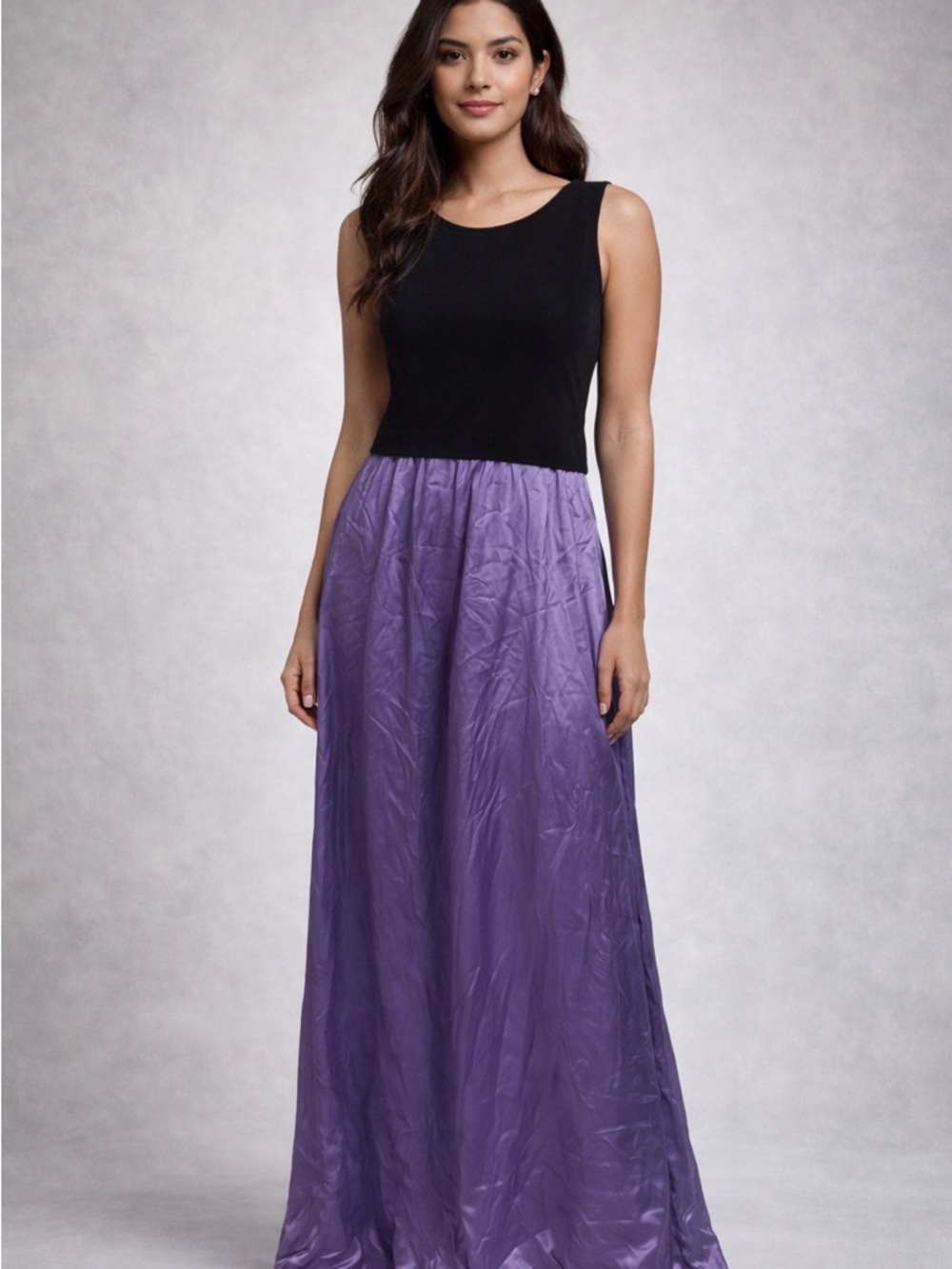 Tadashi Shoji Black Bodice Purple Maxi Dress